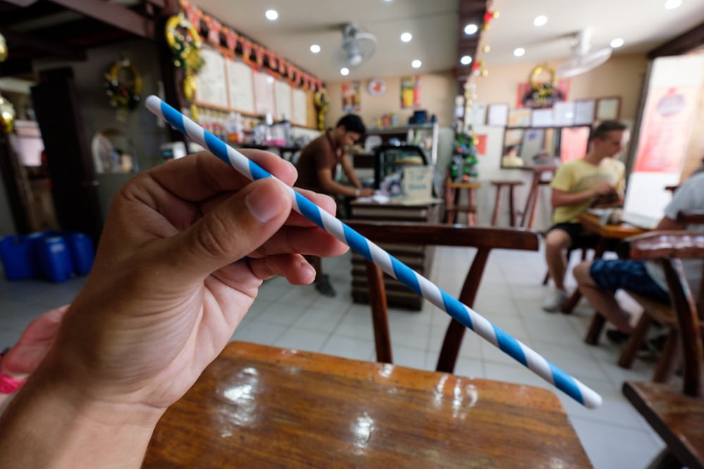 Some effort was made in most of El Nido to reduce plastic waste, paper straws were used in most places