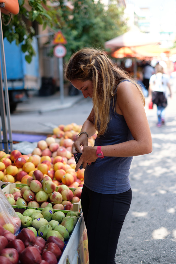 Nikki boldly buying apples
