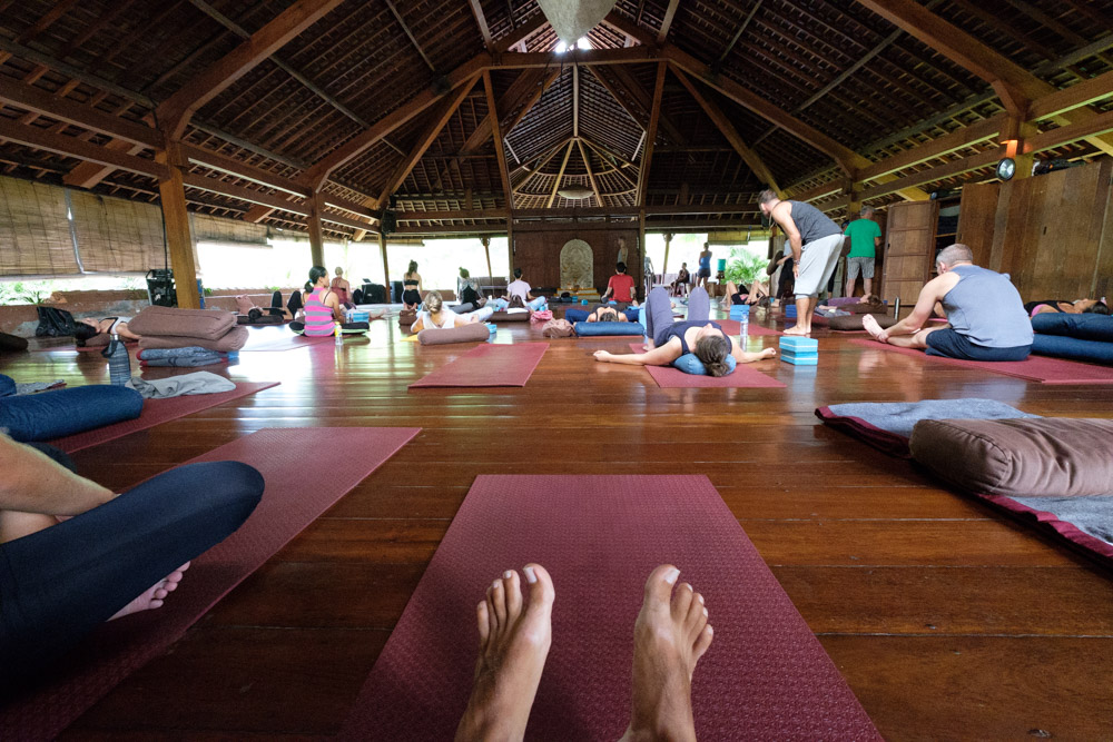 The class was huge and a very different experience to the Yoga House