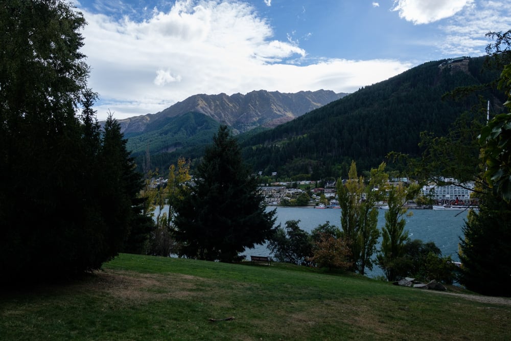 The view of Queenstown from the park